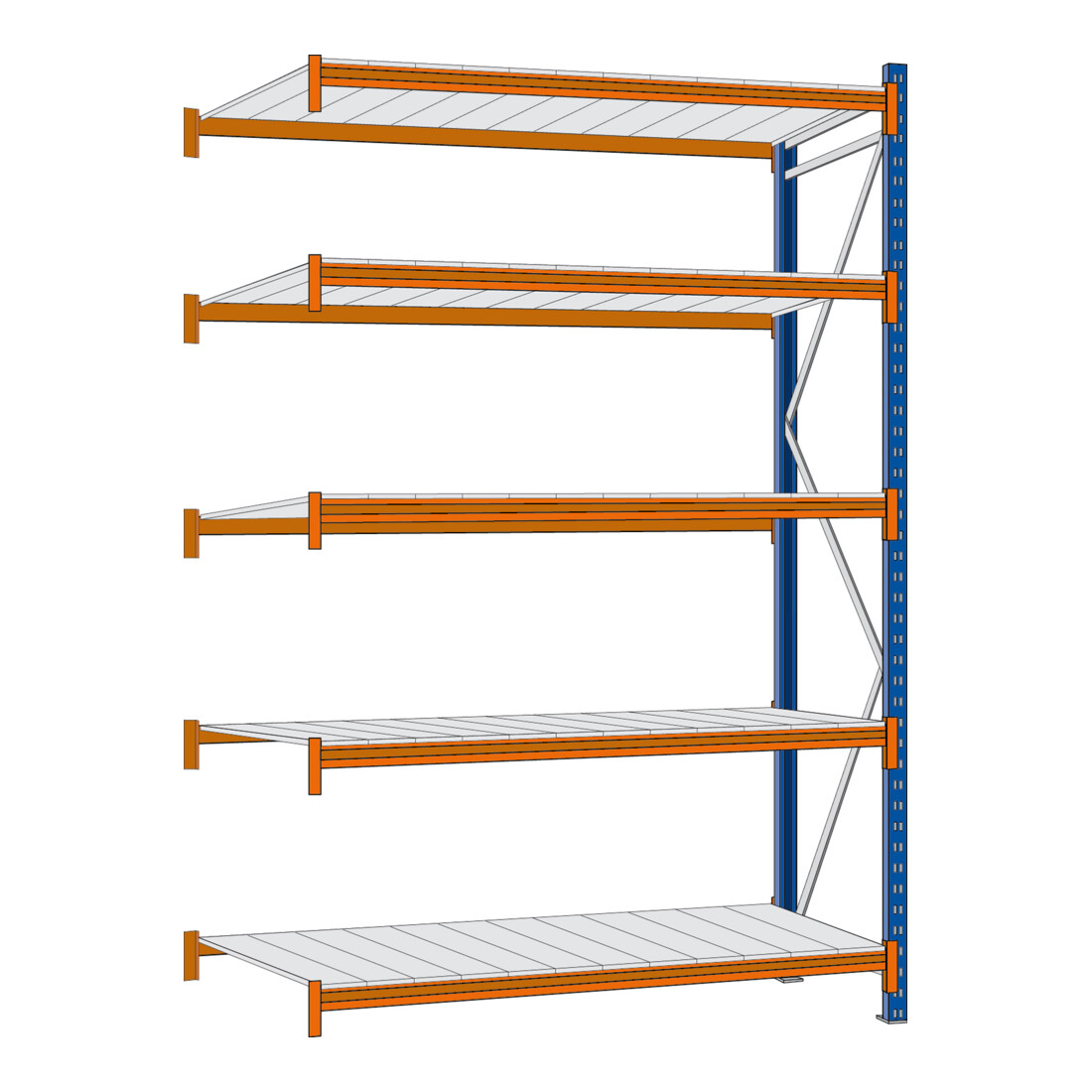 Regalwerk EMMA-Weitspannregal Stahleinlage Anbaufeld HxBxT 3000x2250x1000 mm Rahmen RAL 5010