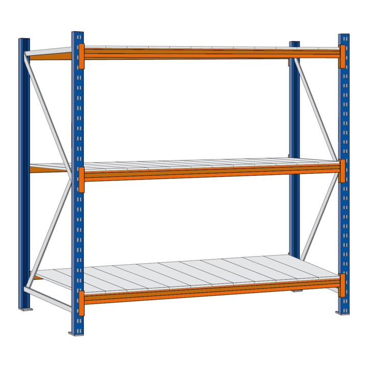Regalwerk EMMA-Weitspannregal Stahleinlage Grundfeld HxBxT 2000x1500x600 mm Rahmen RAL 5010