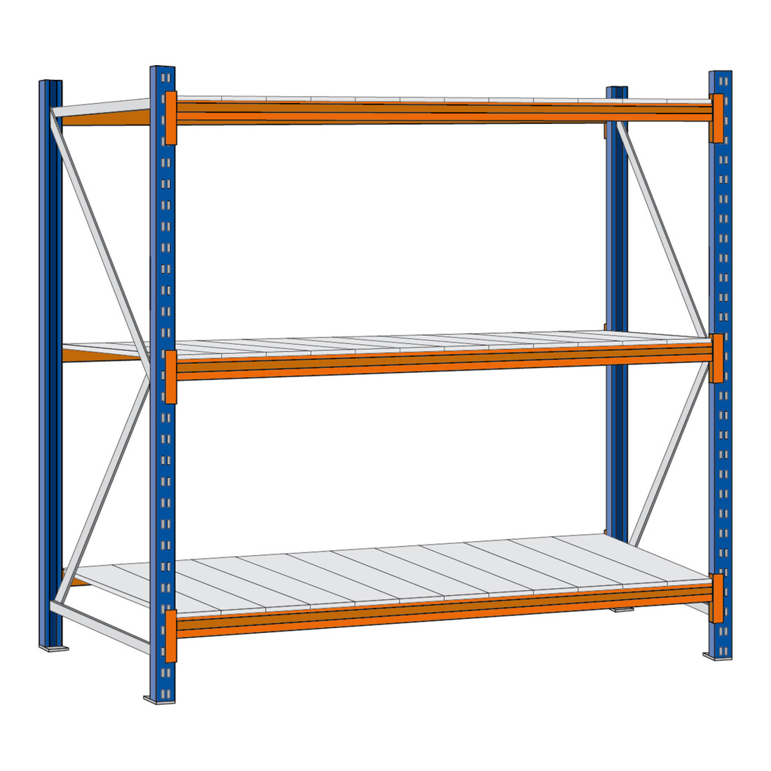 Regalwerk EMMA-Weitspannregal Stahleinlage Grundfeld HxBxT 2000x2250x1000 mm Rahmen RAL 5010