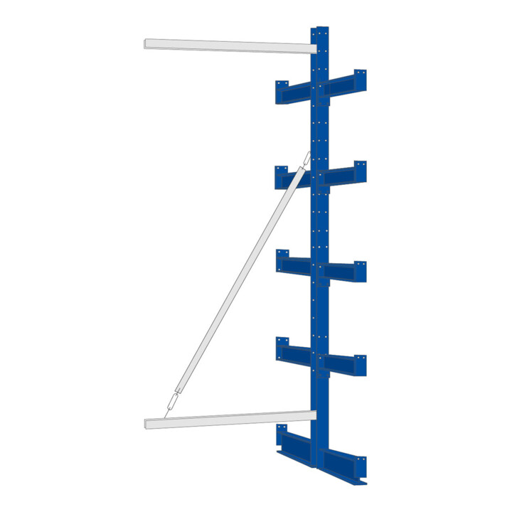 Regalwerk KARL-Kragarmregal 750 kg verstellbar Anbaufeld HxB 2000x1000x400 mm doppelsei.