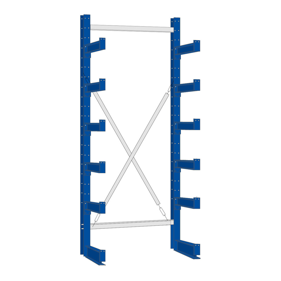 Regalwerk KARL-Kragarmregal 750 kg verstellbar Grundfeld HxB 2500x1000x600 mm einseitig