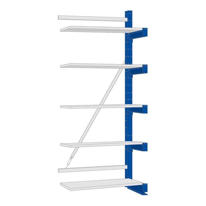 Regalwerk KARL-Kragarmregal Stahlfachboden Anbaufeld HxB 2000x1000x800 mm einseitig