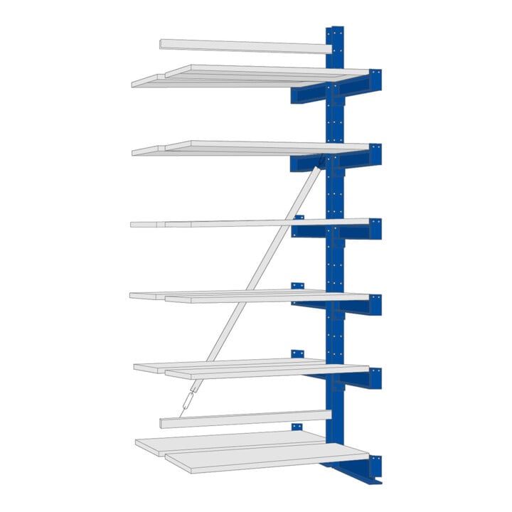 Regalwerk KARL-Kragarmregal Stahlfachboden Anbaufeld HxB 2500x1000x400 mm doppelseitig
