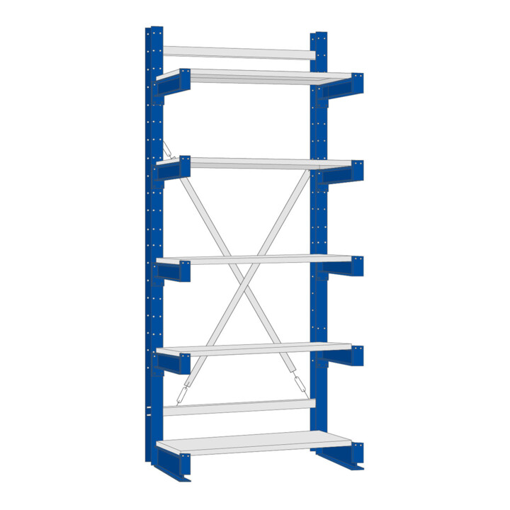 Regalwerk KARL-Kragarmregal Stahlfachboden Grundfeld HxB 2000x1000x600 mm einseitig