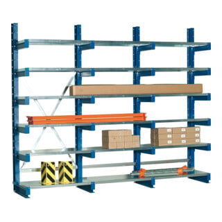 Regalwerk KARL-Kragarmregal Stahlfachboden Grundfeld HxB 2500x1000x800 mm einseitig