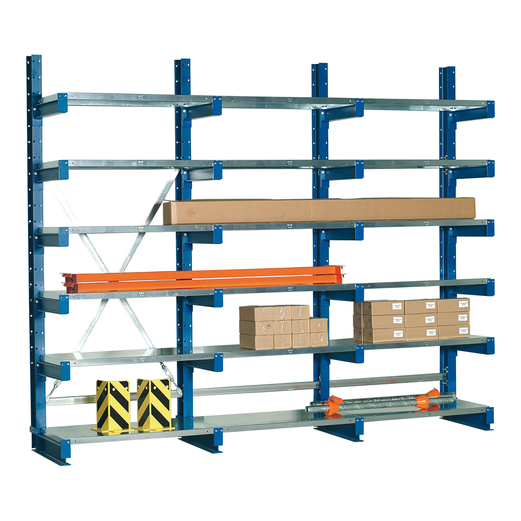 Regalwerk KARL-Kragarmregal Stahlfachboden Grundfeld HxB 2500x1000x800 mm einseitig