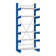 Regalwerk KARL-Kragarmregal Stahlfachboden Grundfeld HxB 2500x1000x800 mm einseitig-3