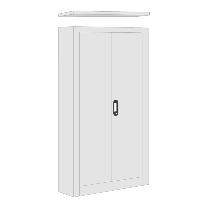 Regalwerk Regal Regal-/Schrank-Kombination, Schrankhöhe 1950 mm, lichtgrau RAL 7035, inkl. 1 Regalfachboden, BxTxH 1 005x300x2000 mm