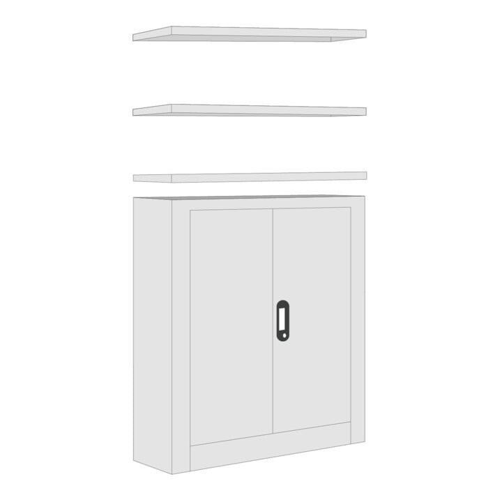Regalwerk Regal Regal-/Sideboard-Kombination, Schrankhöhe 1200 mm, lichtgrau RAL 7035, inkl. 3 Regalfachböden, BxTxH 1005x300x2000 mm