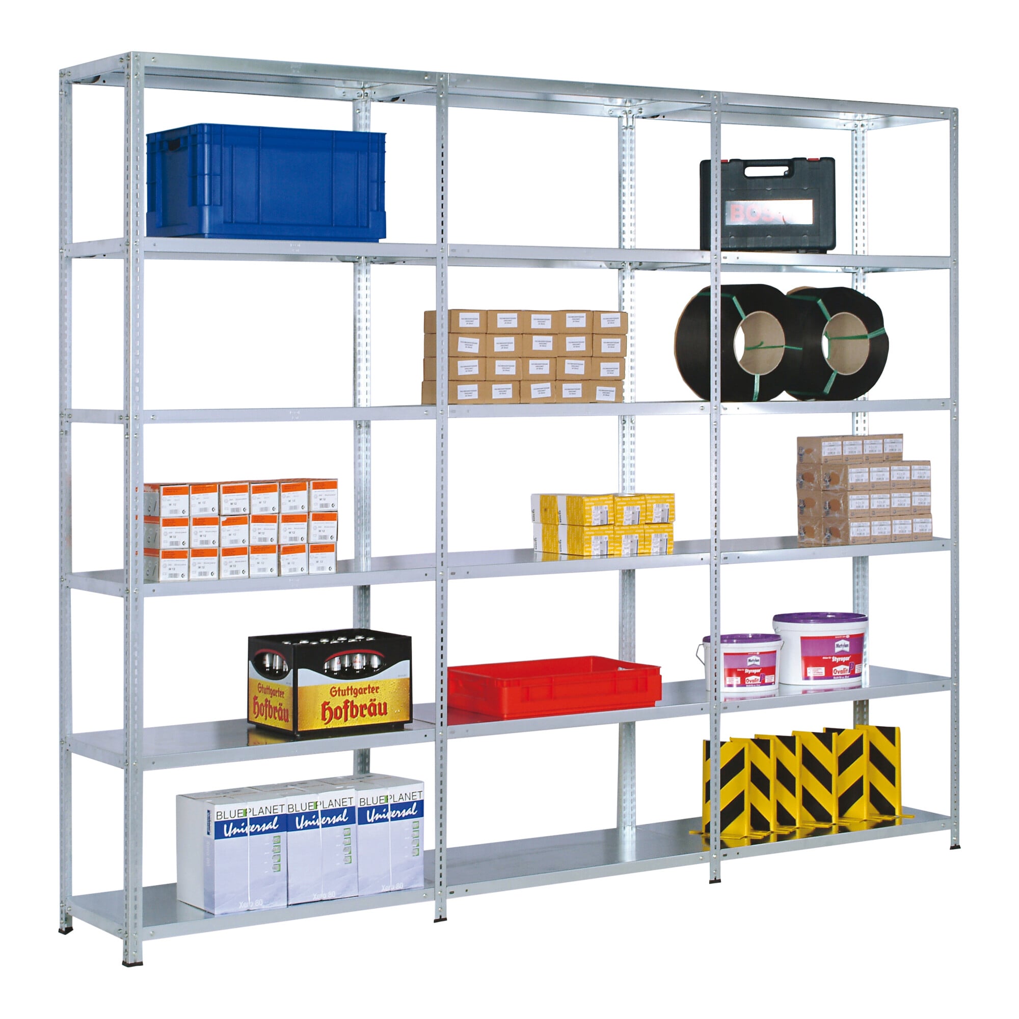 Regalwerk RUDI-Schraubregal 350 Anbauregal HxBxT 2000x1280x500 mm verzinkt Winkelprofil