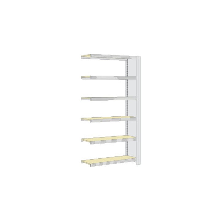 Regalwerk Standard Archivregal mit Vollblechwänden, Anbaufeld mit 6 Paneel-Fachebenen mit Spanboden, Fachlast 250 kg, B xTxH 875x300x2075 mm