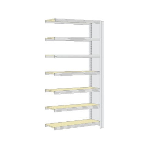 Regalwerk Standard Archivregal mit Vollblechwänden, Anbaufeld mit 7 Paneel-Fachebenen mit Spanboden, Fachlast 250 kg, B xTxH 1005x300x2500 mm