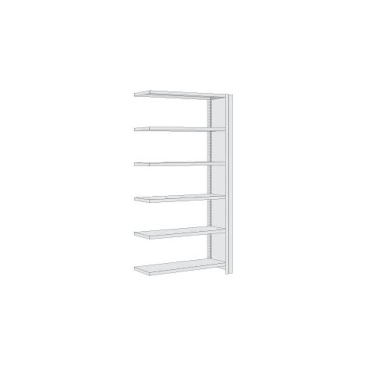 Regalwerk Standard Büroregal, Anbaufeld lichtgrau RAL 7035, mit Vollblechwänden, 6 Stahlfachböden, Fachlast 150 kg, BxT xH 1005x300x2000 mm