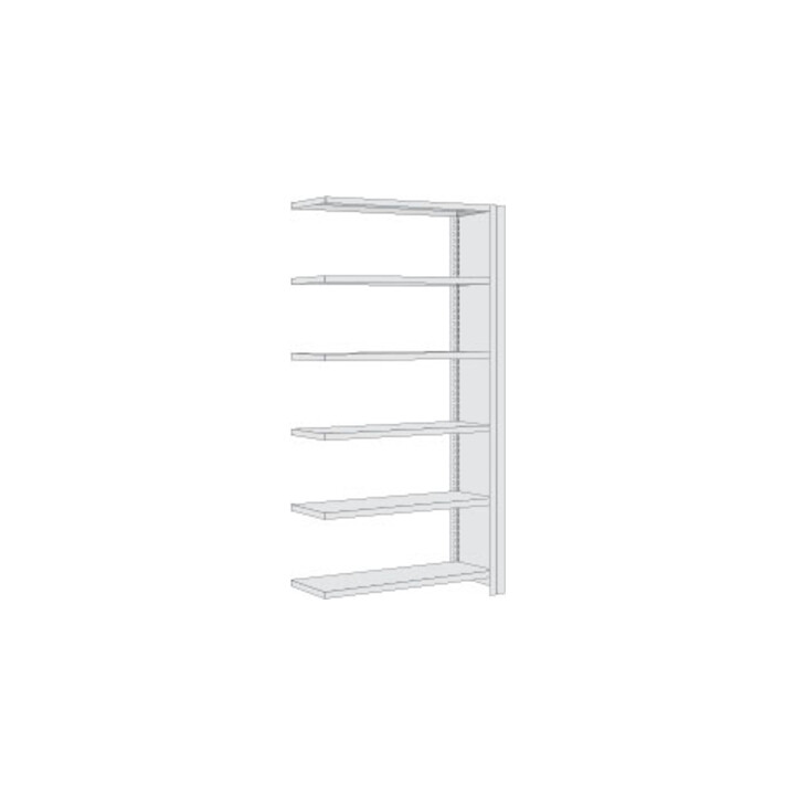 Regalwerk Standard Büroregal, Anbaufeld lichtgrau RAL 7035, mit Vollblechwänden, 6 Stahlfachböden, Fachlast 150 kg, BxT xH 875x300x2000 mm