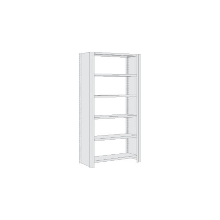 Regalwerk Standard Büroregal, Grundfeld lichtgrau RAL 7035, mit Vollblechwänden, 6 Stahlfachböden, Fachlast 150 kg, BxT xH 1285x300x2000 mm
