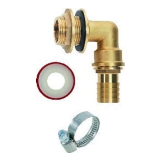 Regentonnenanschluss Set avec buse 1" 90° x filetage mâle G1 Stripe GEKA