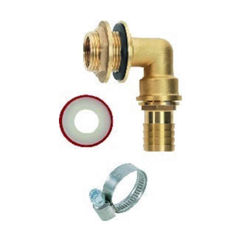 Regentonnenanschluss Set avec buse 1" 90° x filetage mâle G1 Stripe GEKA