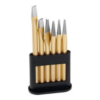RENNSTEIG Set di punteruoli e scalpelli con supporto di plastica, 6pz.