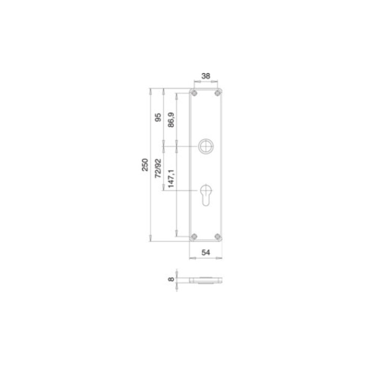 Renovierschild 220 H VA F00 PZ Entf.92mm EDI