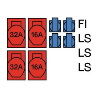 Répartiteur de courant sur pied IP44 32A 400V 5 pôles H07RN-F5 G 4mm2 2xCEE 32+16A 4x230V chacun