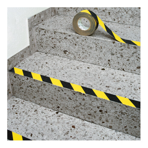 Revêtement antidérapant Moravia jaune/noir autocollant sur rouleau