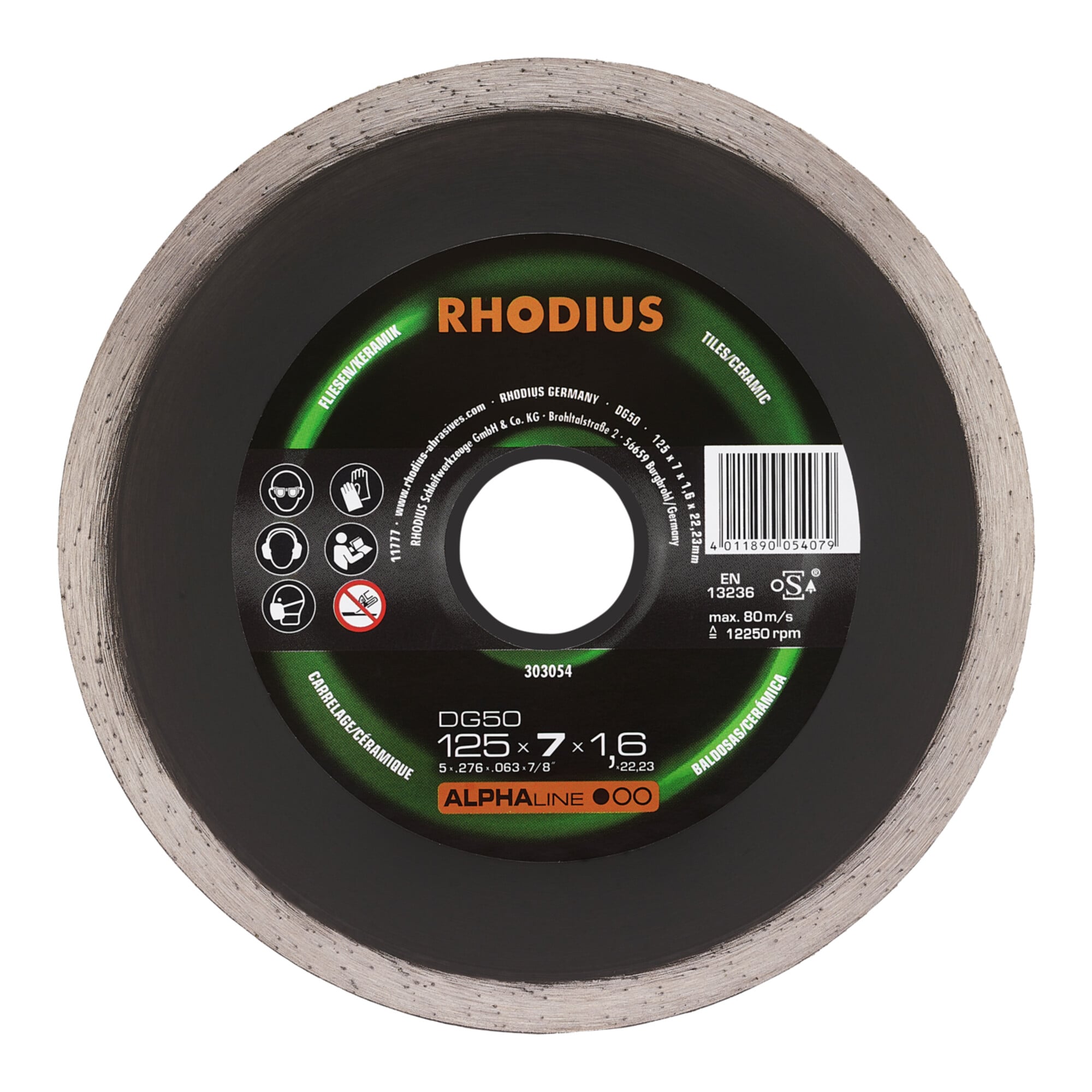 RHODIUS ALPHAline DG50 Diamanttrennscheibe 125 x 5,0 x 1,6 x 22,23 mm
