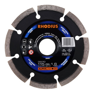 RHODIUS ALPHAline DG70 Diamantsnijschijf, boring 22,23 mm