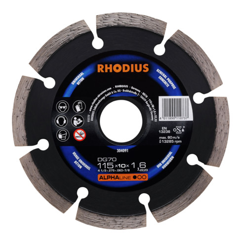 RHODIUS ALPHAline DG70 Diamantsnijschijf, boring 22,23 mm