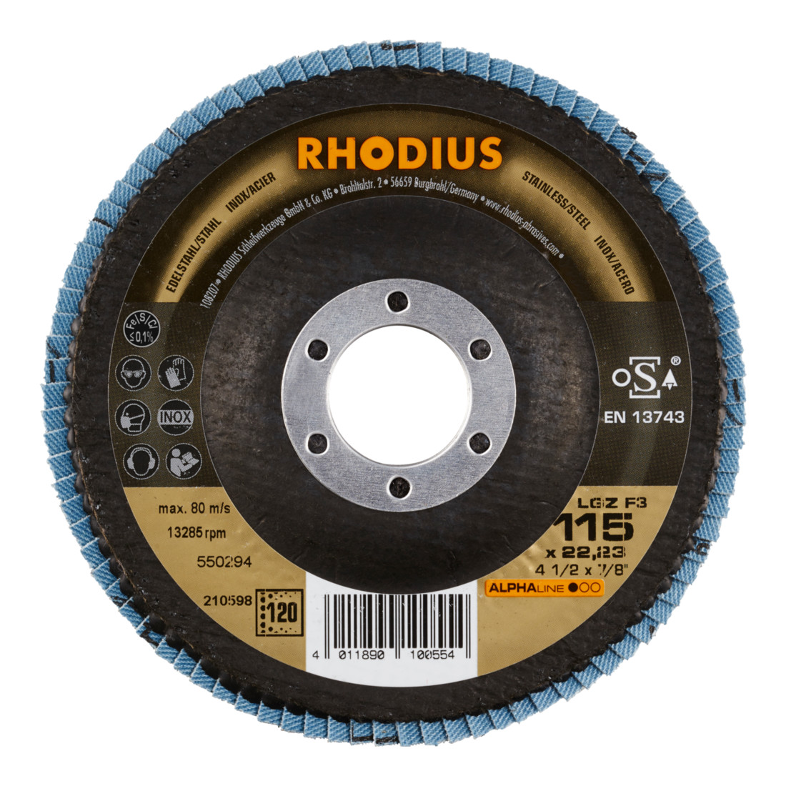 RHODIUS ALPHAline LGZ F3 Fächerschleifscheibe