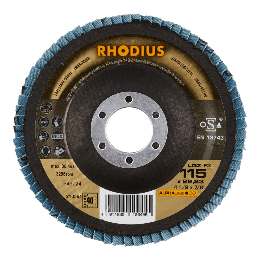 RHODIUS ALPHAline LGZ F3 Fächerschleifscheibe