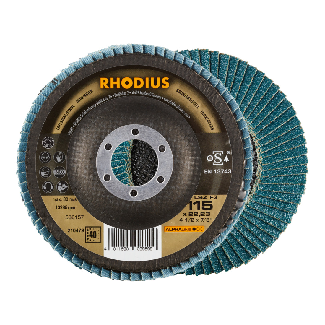 RHODIUS ALPHAline LSZ F3 Pack Fächerschleifscheibe