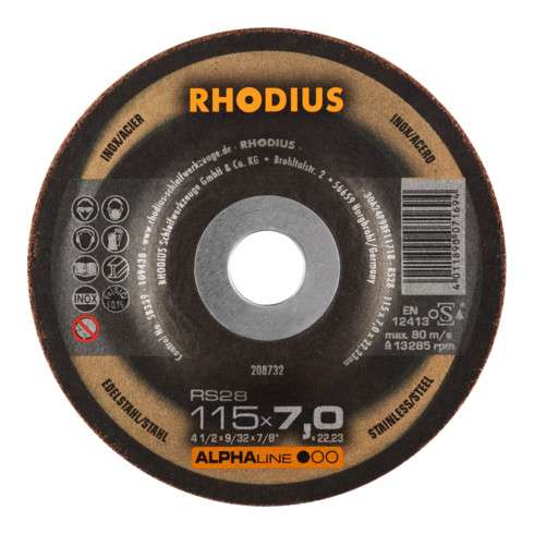 RHODIUS ALPHAline RS28 Pack Schruppscheibe 115 x 7,0 x 22,23 mm