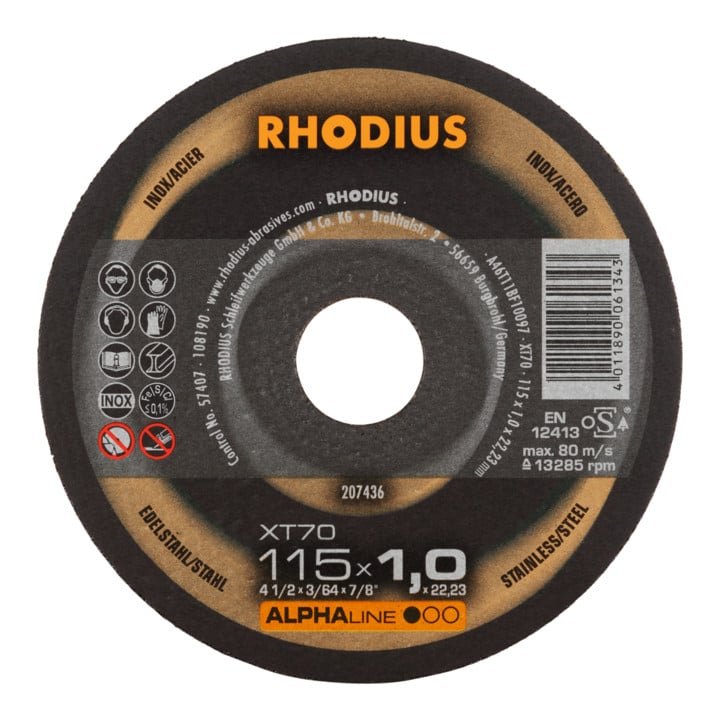 RHODIUS ALPHAline XT70 Box Extradünne Trennscheibe 115 x 1,0 x 22,23 mm