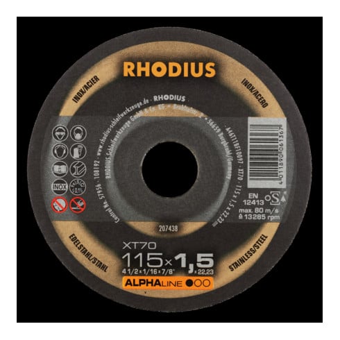 RHODIUS ALPHAline XT70 Extradünne Trennscheibe 115 x 1,0 x 22,23 mm