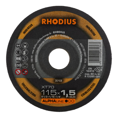 RHODIUS ALPHAline XT70 Extradünne Trennscheibe 115 x 1,5 x 22,23 mm