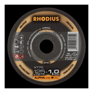 RHODIUS ALPHAline XT70 Extradünne Trennscheibe 125 x 1,0 x 22,23 mm 100 Stück