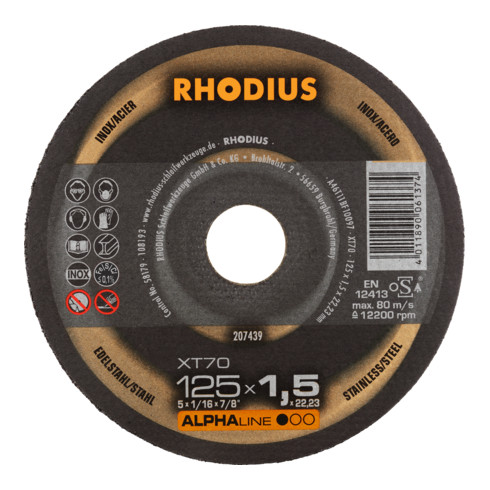 RHODIUS ALPHAline XT70 Extradünne Trennscheibe 125 x 1,5 x 22,23 mm