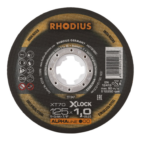 RHODIUS ALPHAline XT70 X-LOCK Extradünne Trennscheibe 125 x 1,5 x 22,23 mm