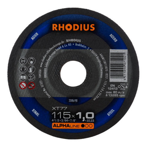 RHODIUS ALPHAline XT77 Extradünne Trennscheibe 115 x 1,0 x 22,23 mm