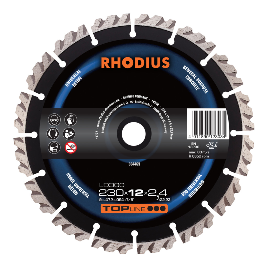 RHODIUS Diamantscheibe LD300 304 x 15,0 x 2,8 x 25,40