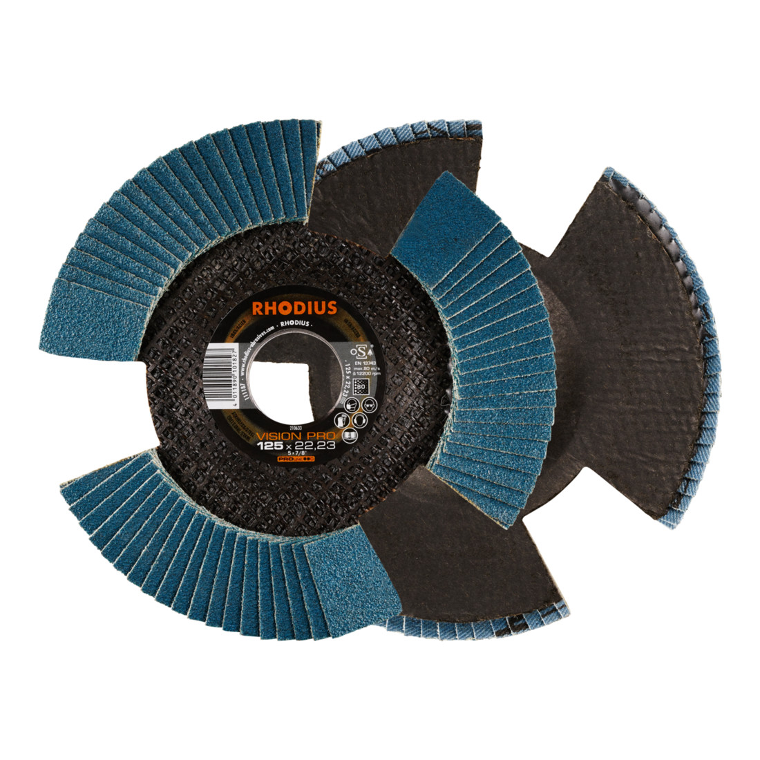 RHODIUS Disco abrasivo lamellare VISION PRO PROline 125x22,23mm, grana 80