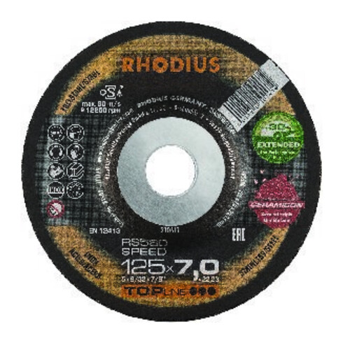 RHODIUS Disque à ébarber RS 580 SPEED EXTENDED 230 x 7,0 x 22,23 mm