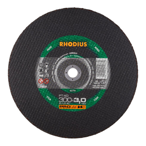 Rhodius disque à tronçonner performant FT40 pour utilisation sur machines à tronçonner à essence et électriques, 300 x 3,0 x 20,00 mm