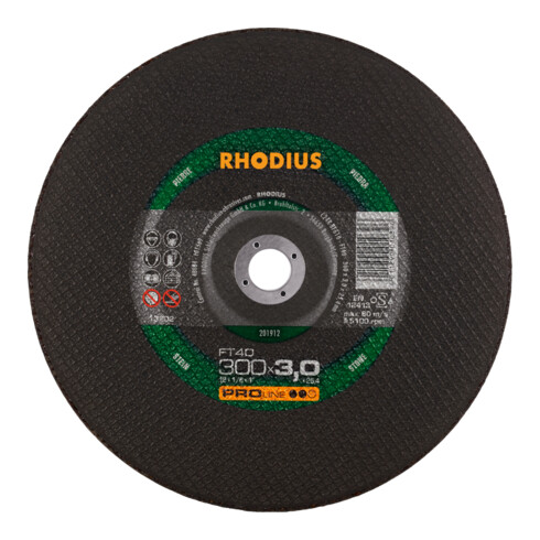 Rhodius disque à tronçonner performant FT40 pour utilisation sur machines à tronçonner à essence et électriques, 300 x 3,0 x 25,40 mm