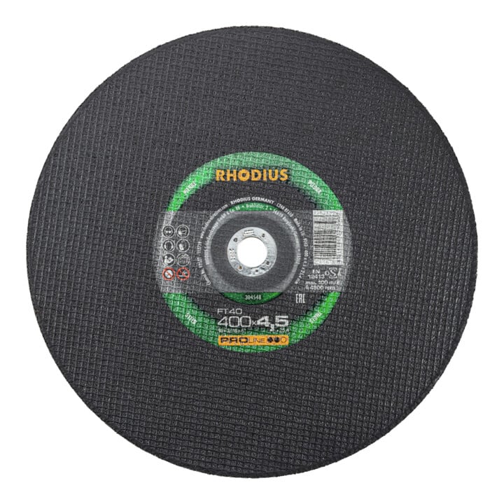 Rhodius disque à tronçonner performant FT40 pour utilisation sur tronçonneuses à essence et électriques, 400 x 4,5 x 25,40 mm