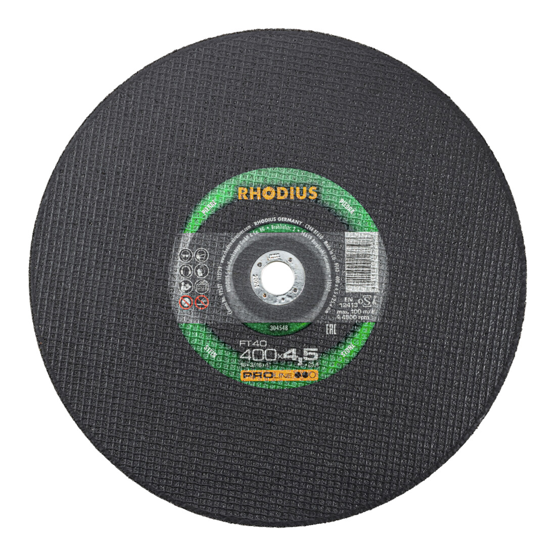 Rhodius disque à tronçonner performant FT40 pour utilisation sur tronçonneuses à essence et électriques, 400 x 4,5 x 25,40 mm