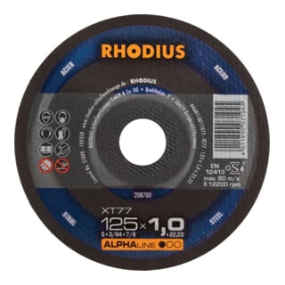 RHODIUS Disque à tronçonner XT77 125 x 1,0 mm droit
