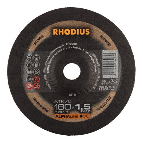 RHODIUS Disque à tronçonner XTK70 180 x 1,5 mm coudé