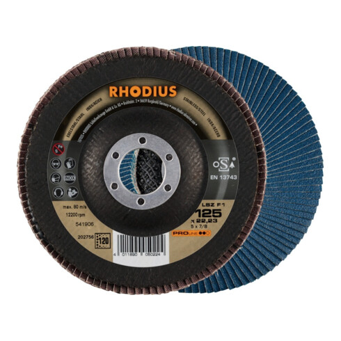 RHODIUS Disque abrasif lamelles LSZ F1 125 mm K 120