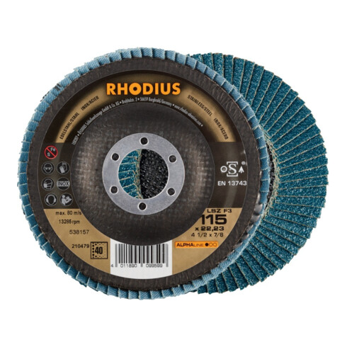 RHODIUS Disque abrasif lamelles LSZ F3 115 mm K 40